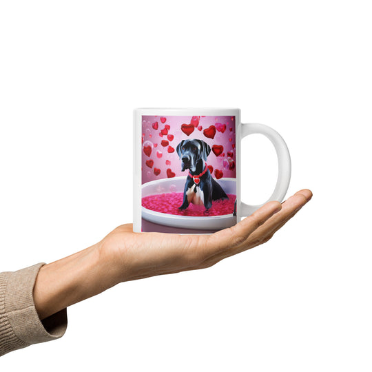 Great Dane Romantic- White glossy mug