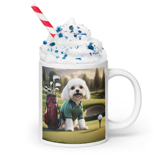 Cavachon Golfer- White glossy mug v2