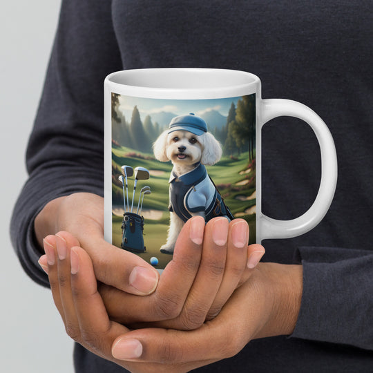 Cavachon Golfer- White glossy mug v4