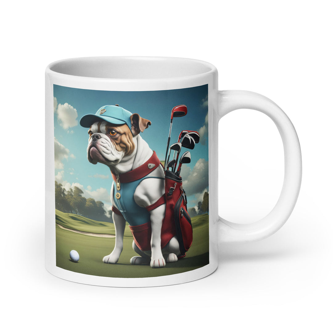 Catahoula Bulldog Golfer- White glossy mug