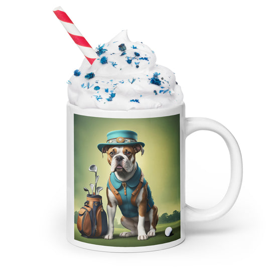 Catahoula Bulldog Golfer- White glossy mug v3