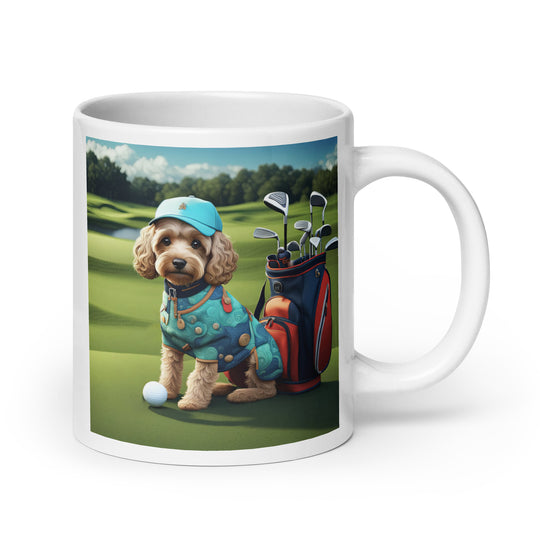 Cockapoo Golfer- White glossy mug v5