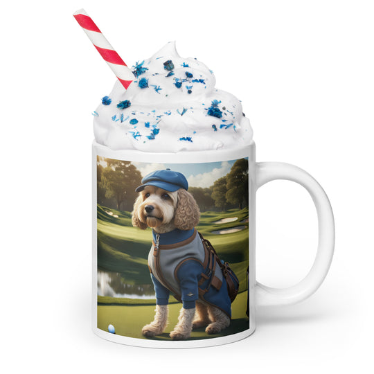 Cockapoo Golfer- White glossy mug v9