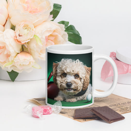 Maltipoo Golfer- White glossy mug v3