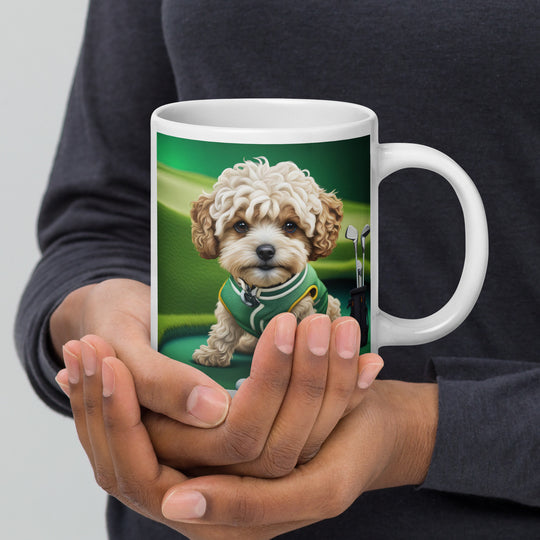 Maltipoo Golfer- White glossy mug v7