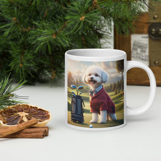 Maltipoo Golfer- White glossy mug v10