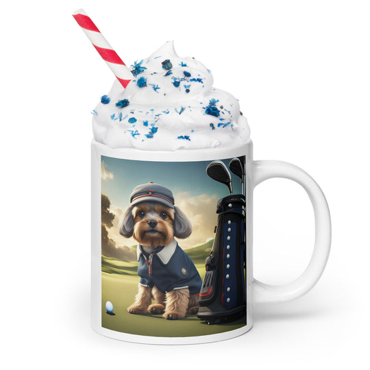 Pekapoo Golfer- White glossy mug v6