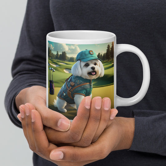 Pekapoo Golfer- White glossy mug v11