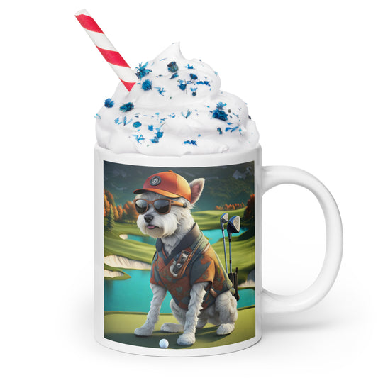 Pekapoo Golfer- White glossy mug v13