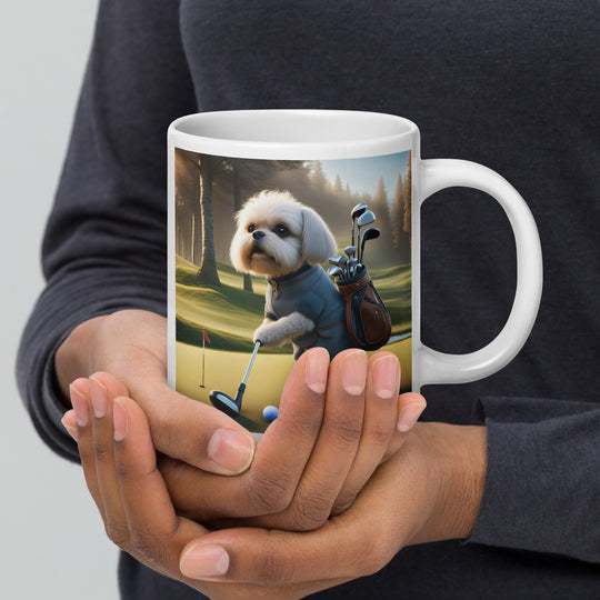 Pugapoo Golfer- White glossy mug v3