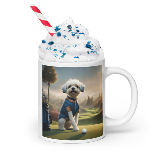 Pugapoo Golfer- White glossy mug v7