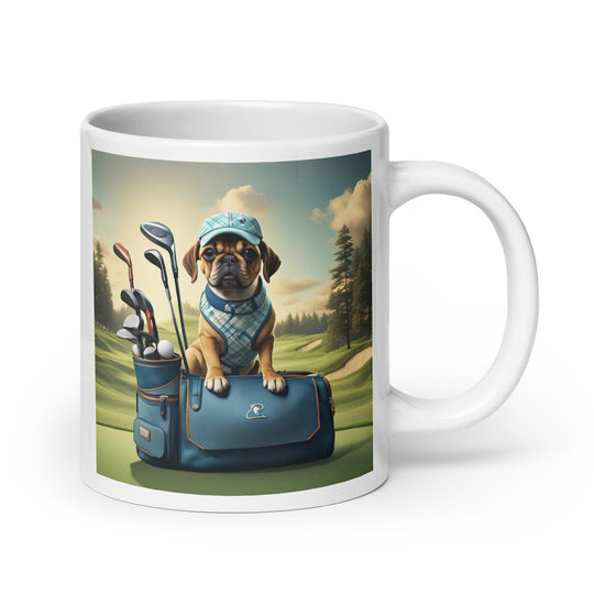 Puggle Golfer- White glossy mug v2