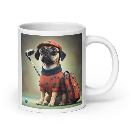 Puggle Golfer- White glossy mug v4