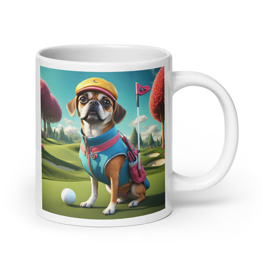 Puggle Golfer- White glossy mug v8