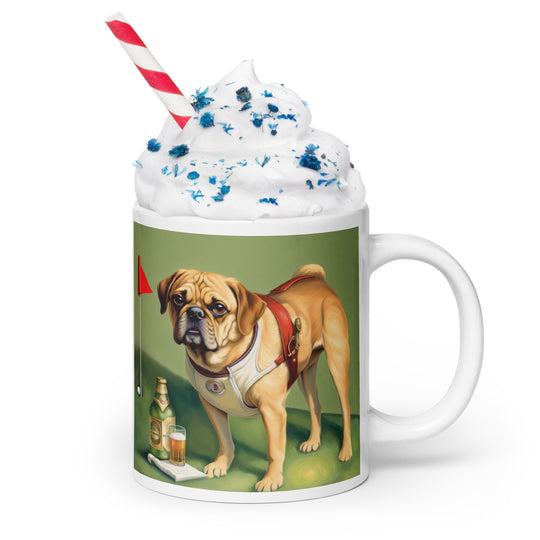 Puggle Golfer- White glossy mug v15