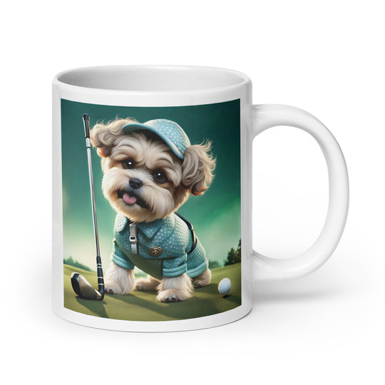 Shih-Poo Golfer- White glossy mug