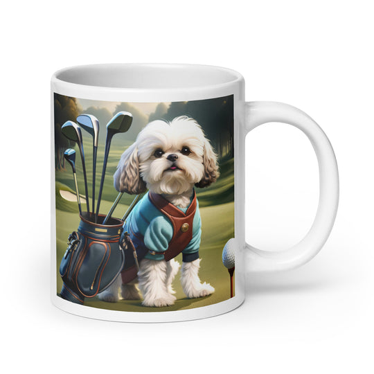 Shih-Poo Golfer- White glossy mug v2