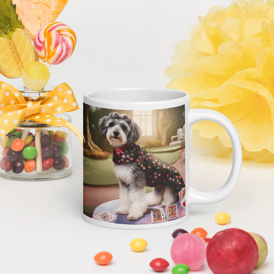 Schnoodle Golfer- White glossy mug v7