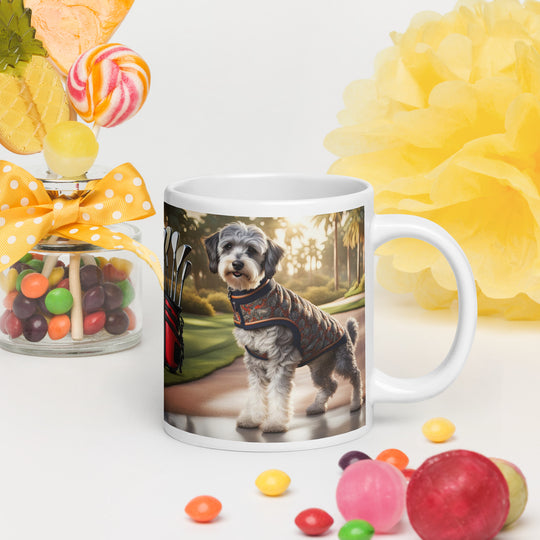 Schnoodle Golfer- White glossy mug v11