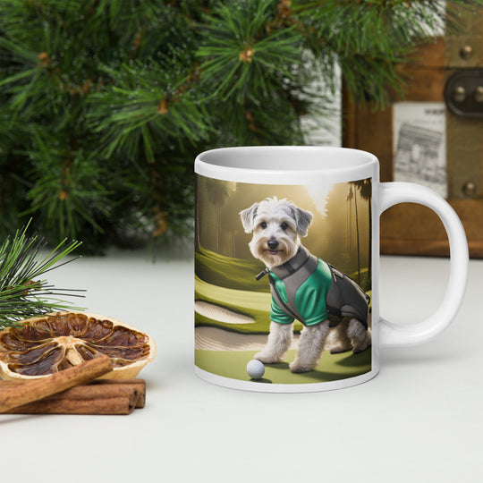 Schnoodle Golfer- White glossy mug v3