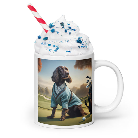 Sprocker Spaniel Golfer- White glossy mug v3