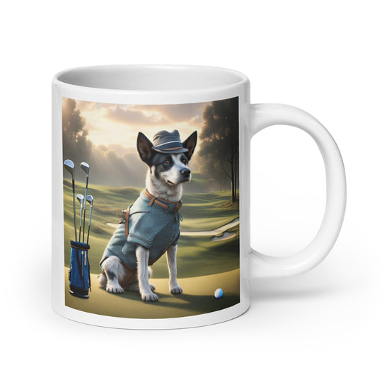 Texas Heeler Golfer- White glossy mug v8