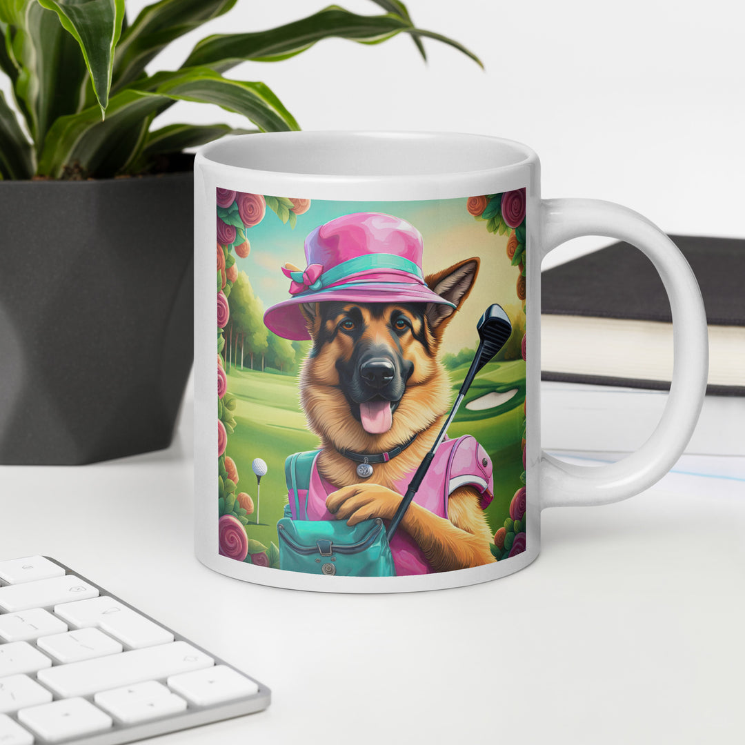 German Shepherd Golfer- White glossy mug v4