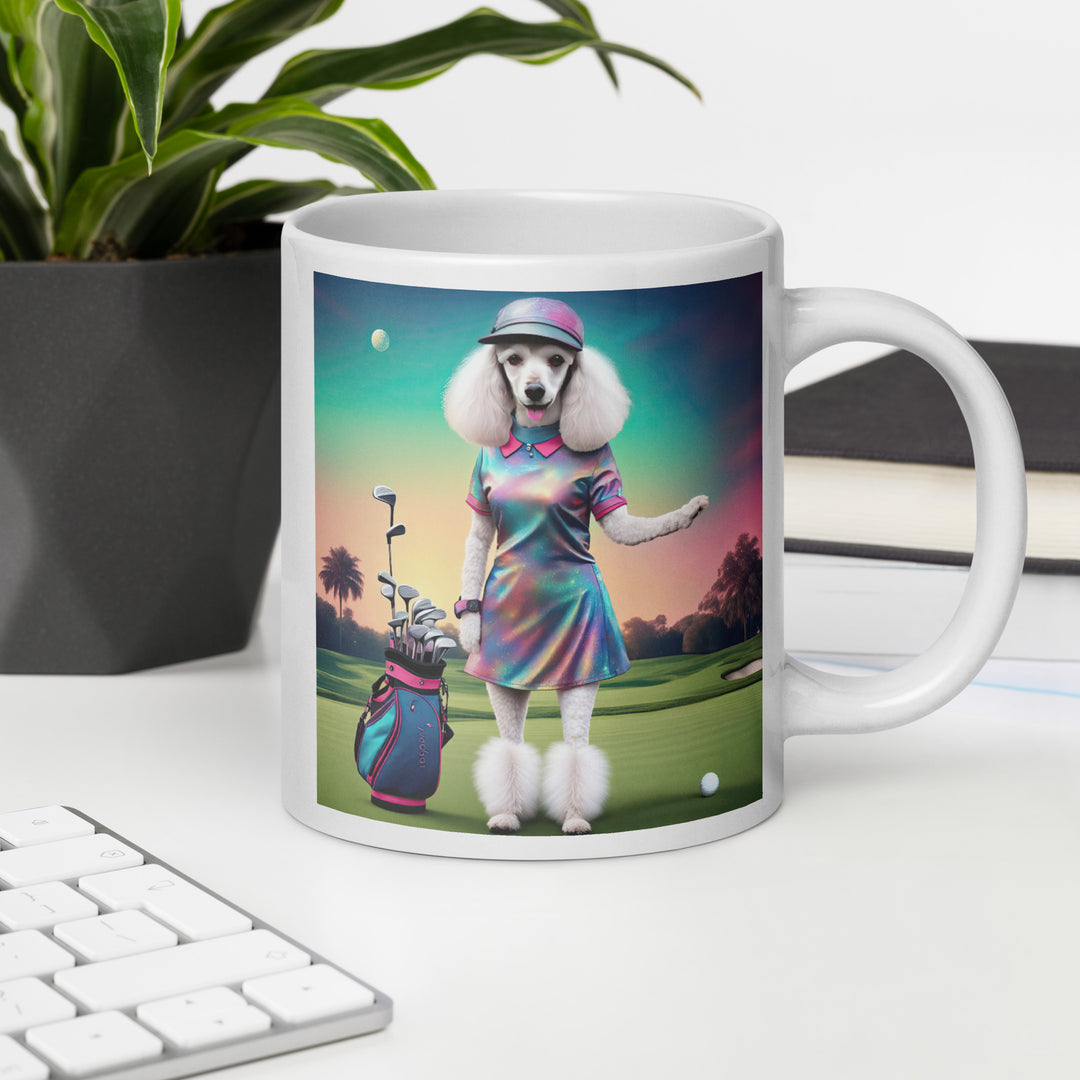 Poodle Golfer- White glossy mug v5