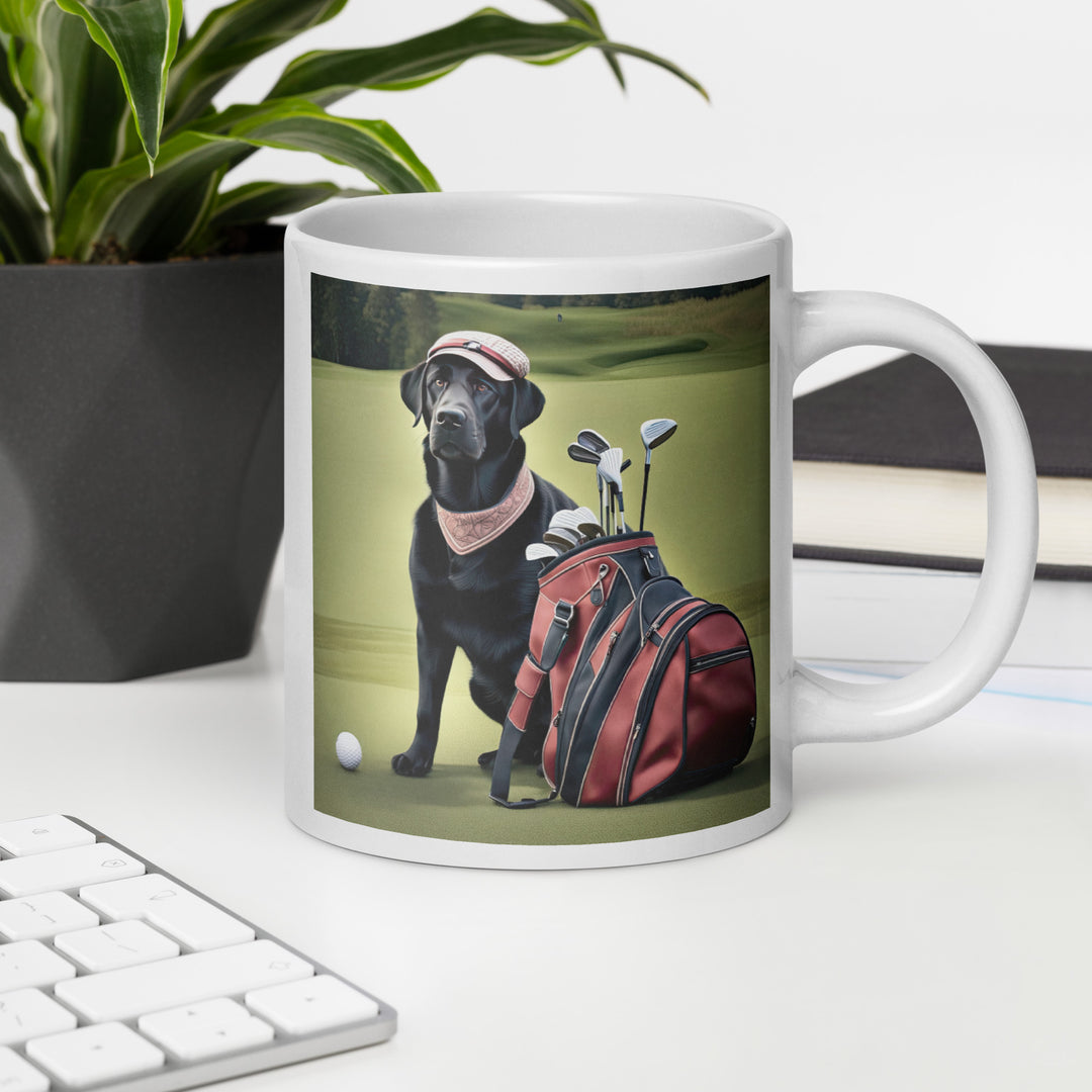 Golden Retriever Golfer-White glossy mug V5