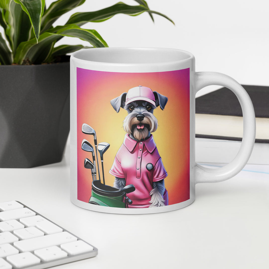 Miniature Schnauzer Golfer- White glossy mug