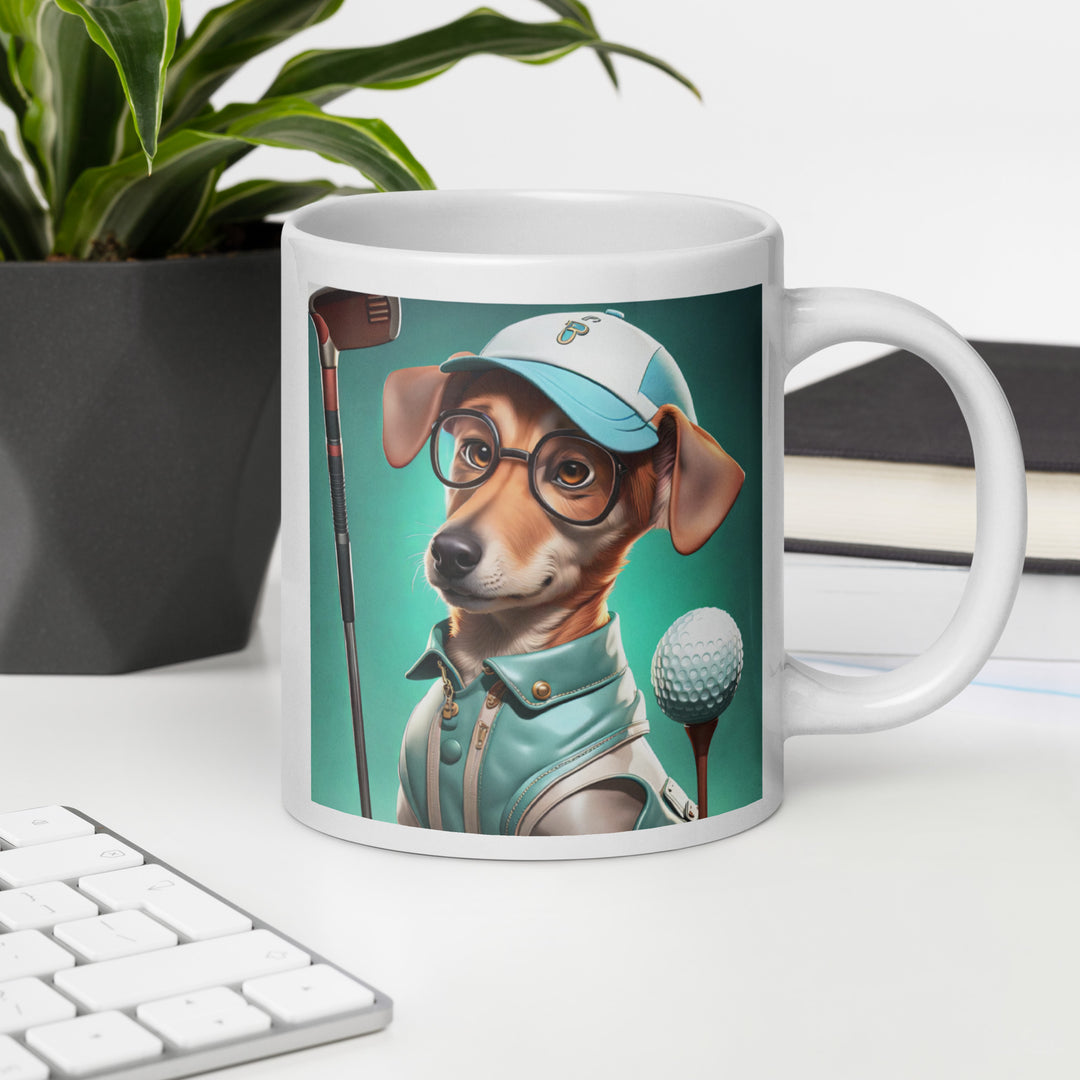 Chiweenie Golfer- White glossy mug v5