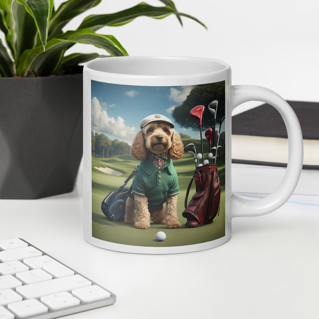 Cockapoo Golfer- White glossy mug