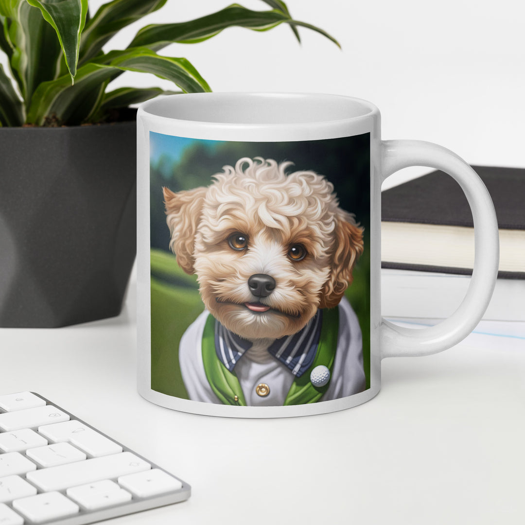 Maltipoo Golfer- White glossy mug v2