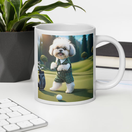 Shih-Poo Golfer- White glossy mug v3