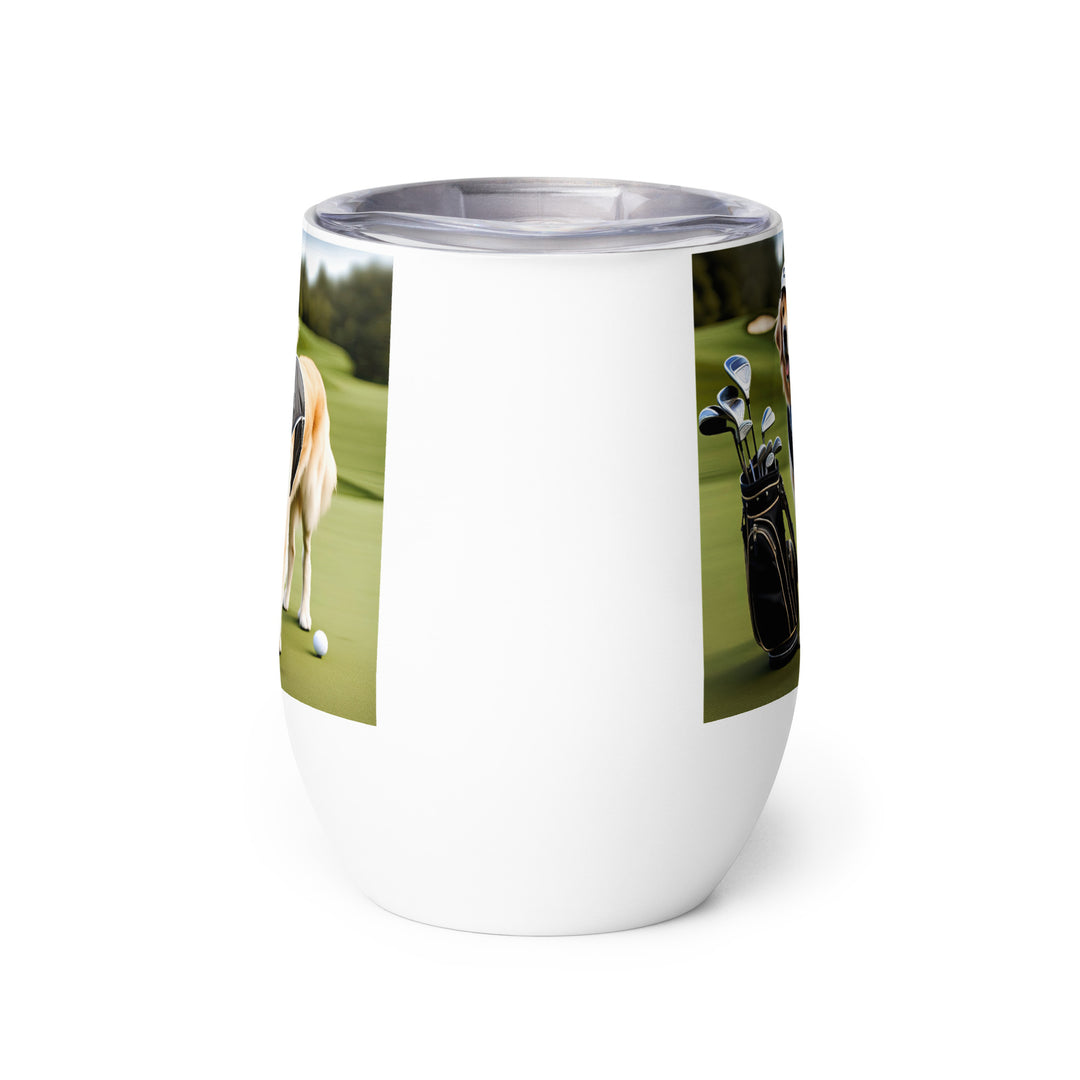 Golden Retriever Golfer- Wine tumbler v3