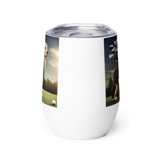 Golden Retriever Golfer- Wine tumbler v5