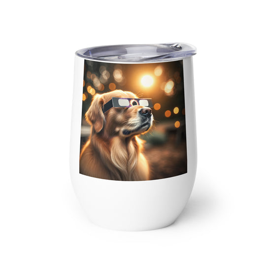 Golden Retriever Eclipse- Wine tumbler v2