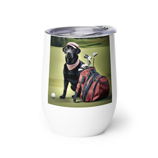 Golden Retriever Golfer- Wine tumbler