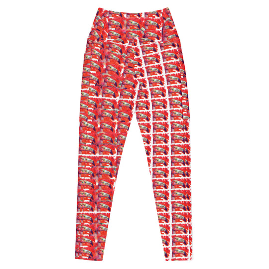 Crossover leggings with pockets - Flamingo