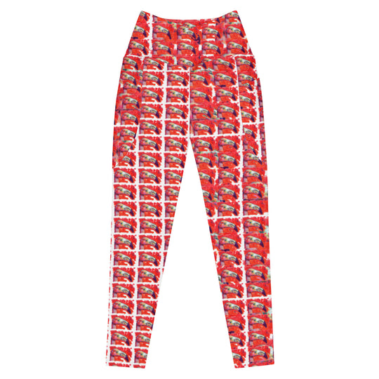Crossover leggings with pockets - Flamingo