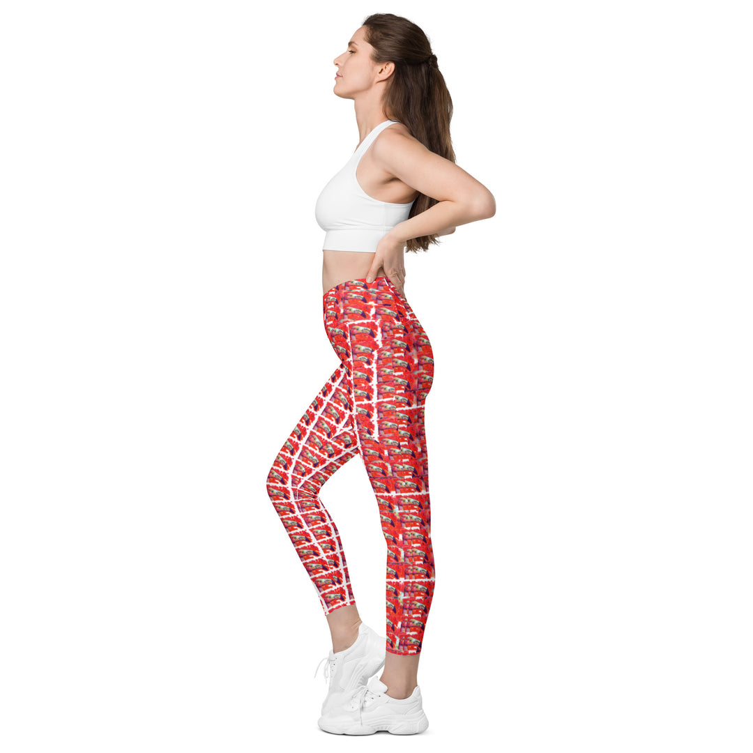 Crossover leggings with pockets - Flamingo