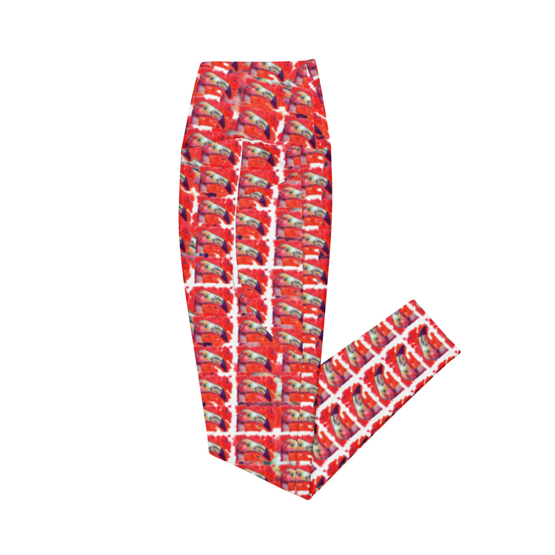 Crossover leggings with pockets - Flamingo