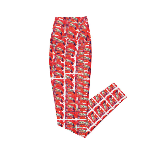 Crossover leggings with pockets - Flamingo