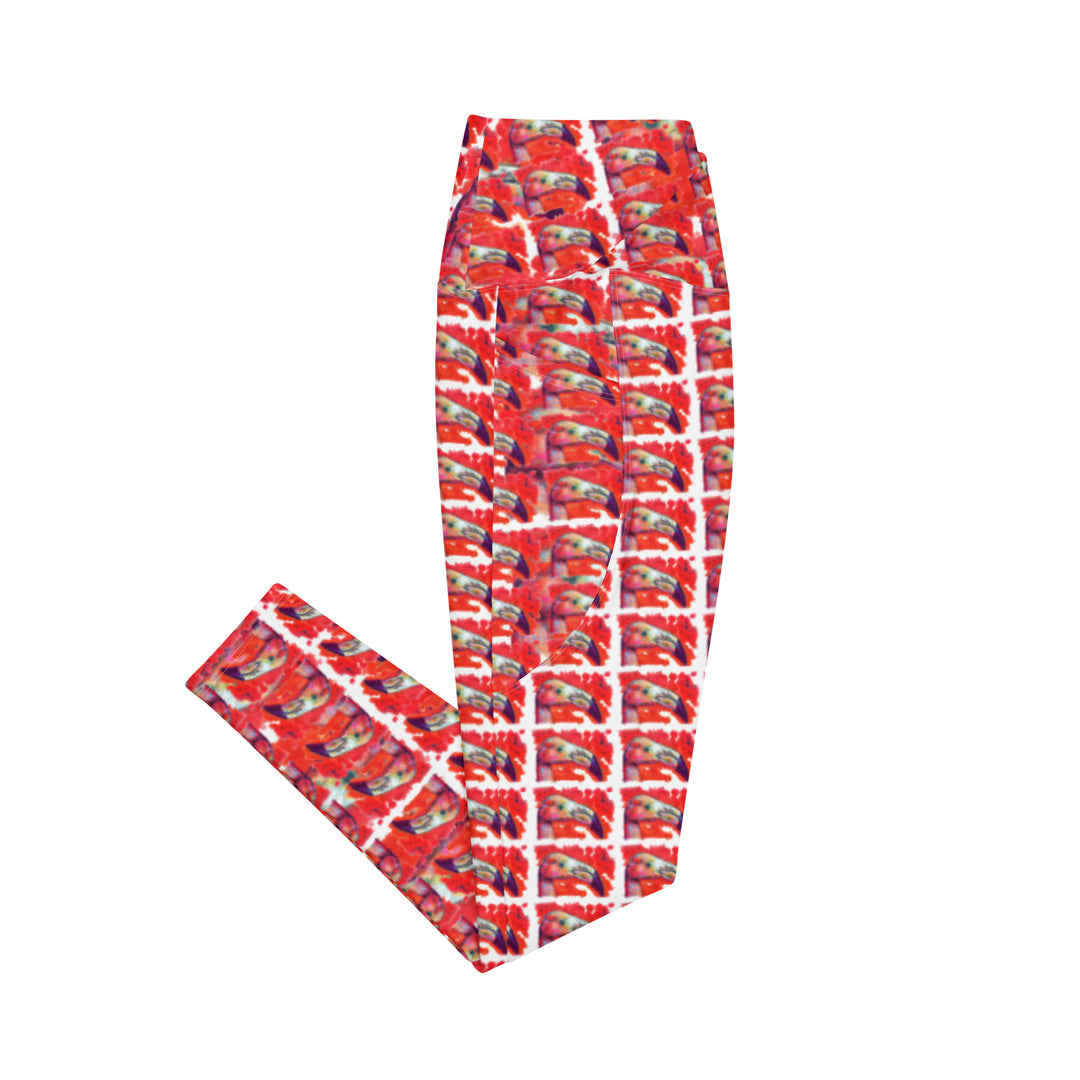 Crossover leggings with pockets - Flamingo