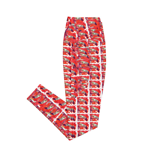Crossover leggings with pockets - Flamingo
