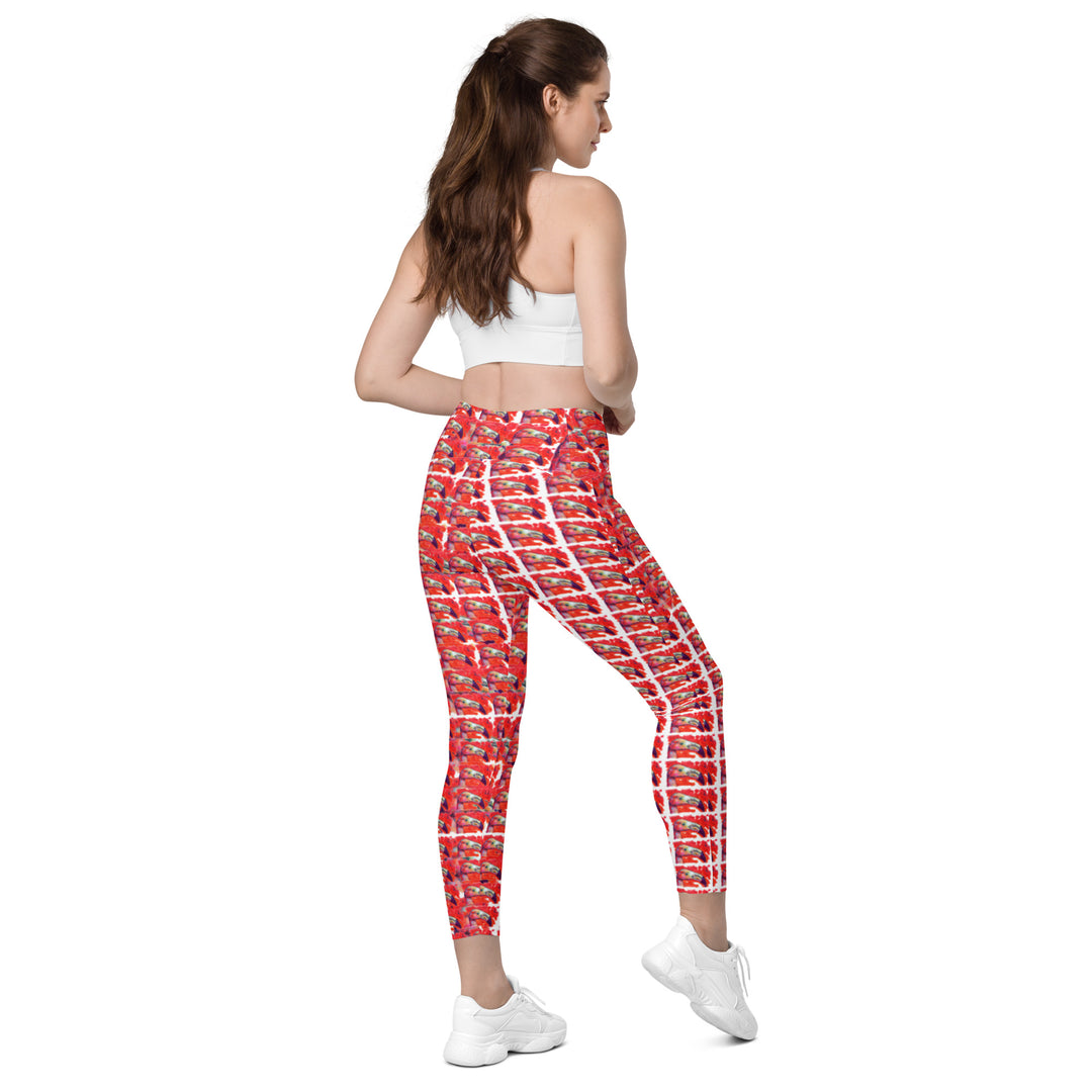 Crossover leggings with pockets - Flamingo
