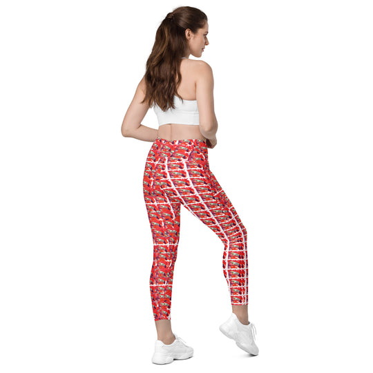 Crossover leggings with pockets - Flamingo