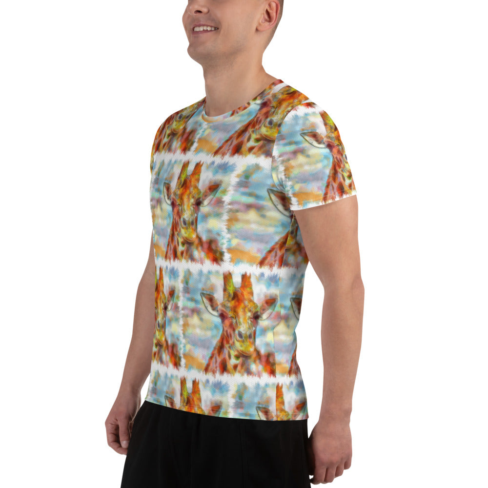All-Over Print Men's Athletic T-shirt - Giraffe