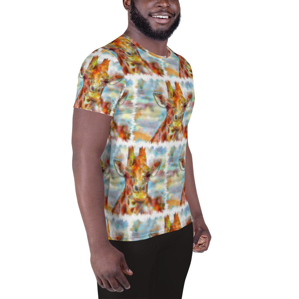 All-Over Print Men's Athletic T-shirt - Giraffe