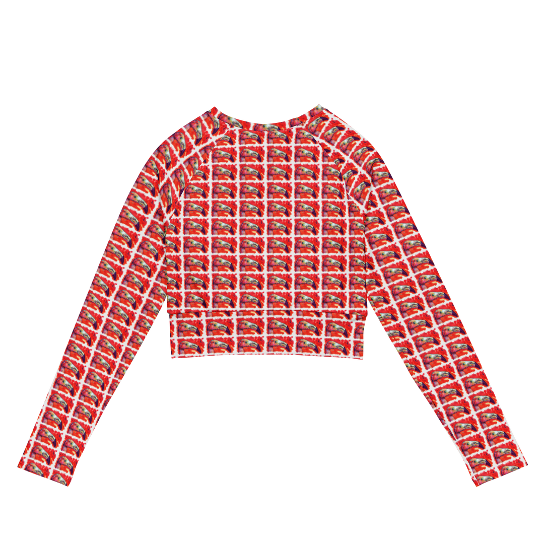 Recycled long-sleeve crop top - Flamingo
